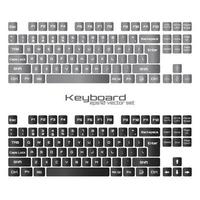 keyboards  SET. Black and white  wasd gamer  keyboard design. vector