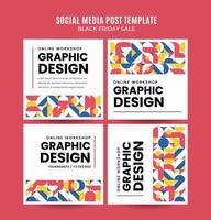 instagram post pack taller web banner plantilla retro colorido abstracto espacio área vector