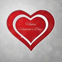 Bright Valentine's day vector  background. Sparkling paper hearts on bokeh background. Greeting card design