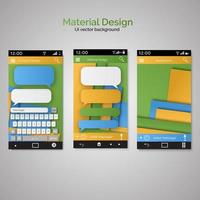 Abstract user interface templates of overlaps paper. set of ui material design background. Smartphone chatting SMS Messages speech Bubbles. Smartphone keyboard. vector