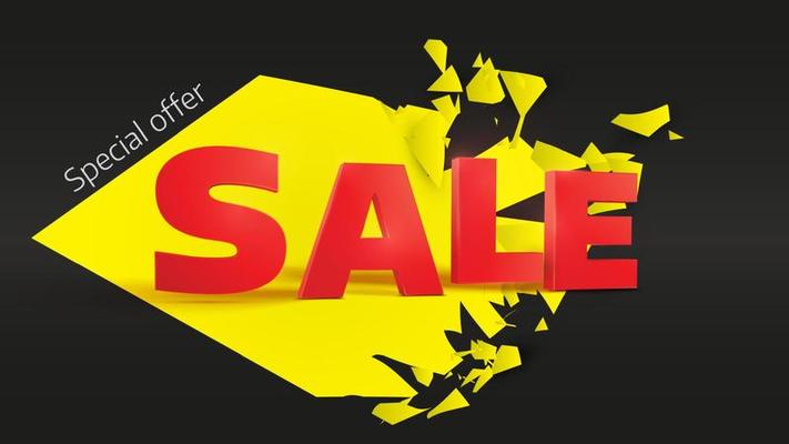 3D word Sale on yellow background. Special offer