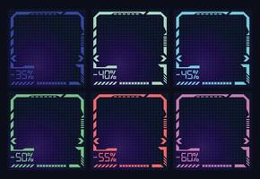 Futuristic cyber style discount banners vector