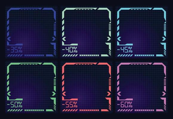 Futuristic cyber style discount banners