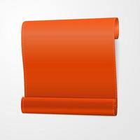 Orange, curved, realistic  paper scroll. vector