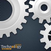 White 3d gears on the gray hexagon background vector