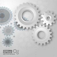 White 3d gears on the gray blueprint  background vector