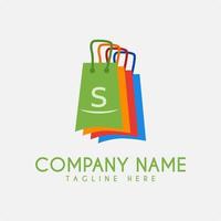 Shopping Bag Icon Logo Design Template For Shop Store Symbol vector