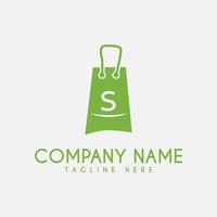 Shop Logo Design Vector With Shopping Bag Icon Illustration