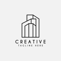 Building Logo Icon Design Vector With Line Art Style