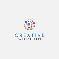 Abstract Technology Logo Design Template with Colorful Circle Dots Shape vector