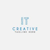 IT Initial Letter With Electronic Circuit For Technology Logo Design vector