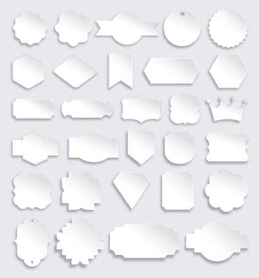 Set of paper tag badges and labels design. Vector illustration.