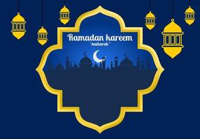 Fondo tradicional de diseño de tarjeta de felicitación de Ramadán Kareem vector