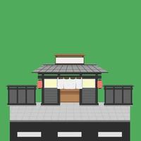 una antigua tienda japonesa con un área frente a la calle. ilustración vectorial eps10 vector