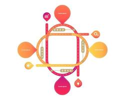 ring side highway roadmap timeline elements with markpoint graph think search gear target icons. vector illustration eps10