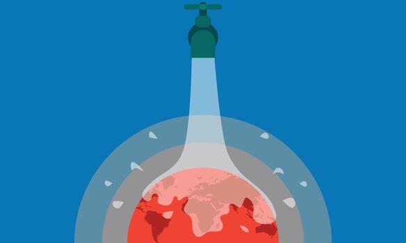 global warming. open wator to save earth. hot planet. vector illustration esp10