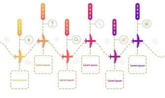 plane roadmap timeline elements with markpoint graph think search gear target icons. vector illustration eps10