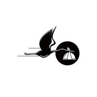 diseño de logotipo animal silueta de cigüeña voladora