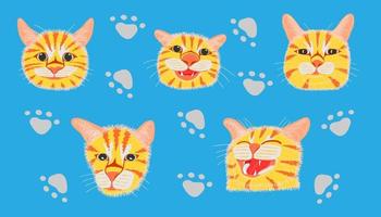 different element cute cat head and footprint. vector illustration eps10