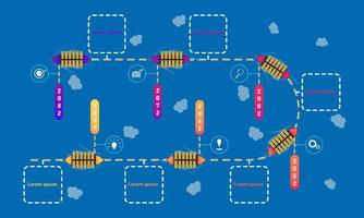 shipment floating roadmap timeline elements with markpoint graph think search gear target icons. vector illustration eps10