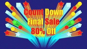 count down final sale 80percent off effect blend retro style.  plaid blue color background style. vector illustration eps10