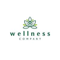 Health and medical logo design with simple green design idea of wellness vector