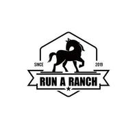 Industry logo design farm house and horse ranch simple black vintage badge vector