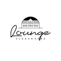 lounge logo vintage villa negra diseño retro de viajes y turismo vector