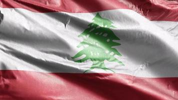 libanon-textilfahne weht langsam auf der windschleife. libanesisches Banner, das sanft im Wind schwankt. Stoff Textilgewebe. voll ausfüllender Hintergrund. 20 Sekunden Schleife. video
