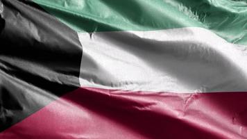 bandeira têxtil do kuwait acenando lentamente no loop de vento. bandeira do Kuwait balançando suavemente na brisa. tecido tecido têxtil. fundo de preenchimento completo. Ciclo de 20 segundos. video