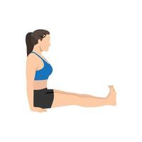 mujer haciendo ejercicio dandasana de pose de personal. ilustración vectorial plana aislada sobre fondo blanco vector