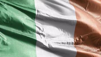 Ireland textile flag waving on the wind loop. Irish banner swaying on the breeze. Fabric textile tissue. Full filling background. 10 seconds loop. video