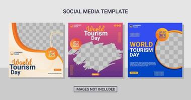 Travel social media post set template vector