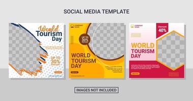 plantilla de conjunto de publicaciones de redes sociales de viajes vector