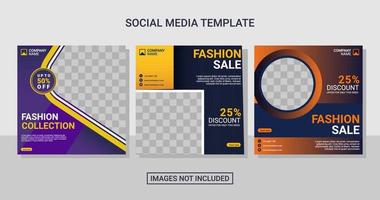 Fashion social media post set template vector