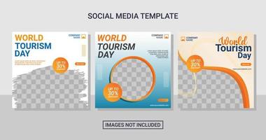 Travel social media post set template vector