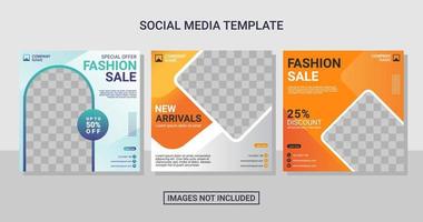 Fashion social media post set template vector