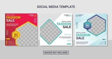 Fashion social media post set template vector