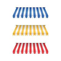 Colored awnings collection set template vector