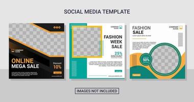 Fashion social media post set template vector