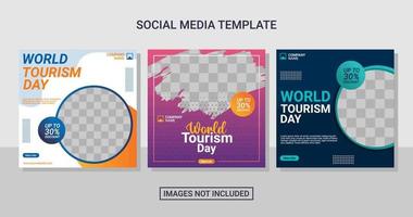Travel social media post set template vector