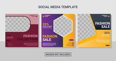 Fashion social media post set template vector