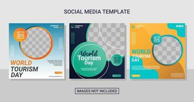 Travel social media post set template vector