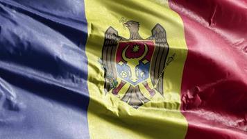 Moldova textile flag waving on the wind loop. Moldovan banner swaying on the breeze. Fabric textile tissue. Full filling background. 10 seconds loop. video