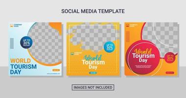 Travel social media post set template vector