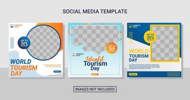 Travel social media post set template vector