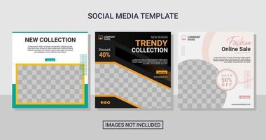 Fashion social media post set template vector