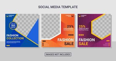 Fashion social media post set template vector