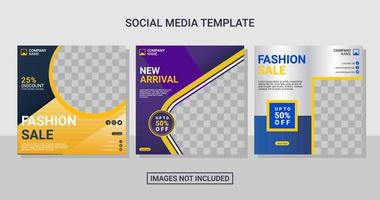 Fashion social media post set template vector