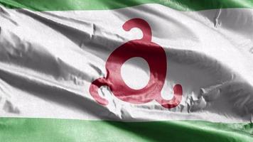 bandiera tessile inguscezia che sventola sul ciclo del vento. stendardo inguscezia che ondeggia nella brezza. sfondo di riempimento completo. Ciclo di 10 secondi. video